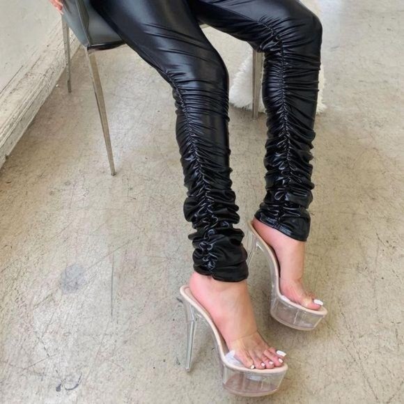 Nude Lucite Platform Heels - Picture 3 of 6